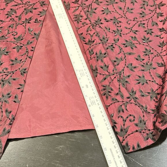 NWT VTG Y2K Beaded Whimsigoth Dark Romantic Vamp Red Black Maxi Skirt Womens 14 - Picture 12 of 12